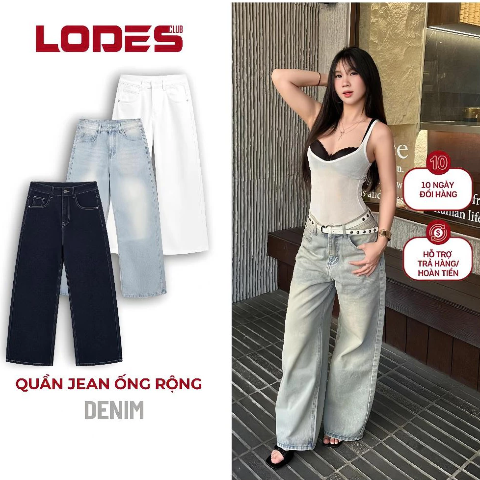 Quần Jean Ống Rộng Ver 2 LODES CLUB Form Unisex Cho Cả Nam Và Nữ Chất Liệu Denim Cao Cấp