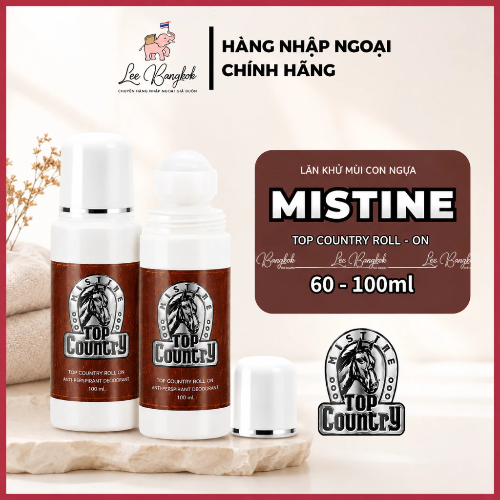 [CHUẨN THÁI] Chai Lăn Khử Mùi Ngựa Mistine Top Country Hương Nước Hoa, Giảm Mồ Hôi Nách Thái Lan 60-100ml LEEBANGKOK