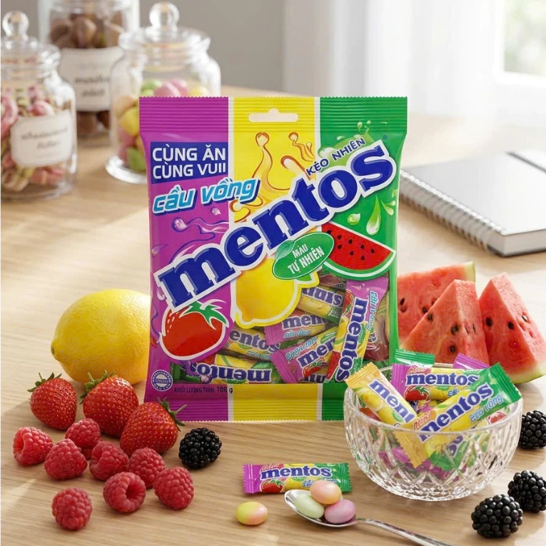 Kẹo nhai Mentos hương trái cây gói 120g