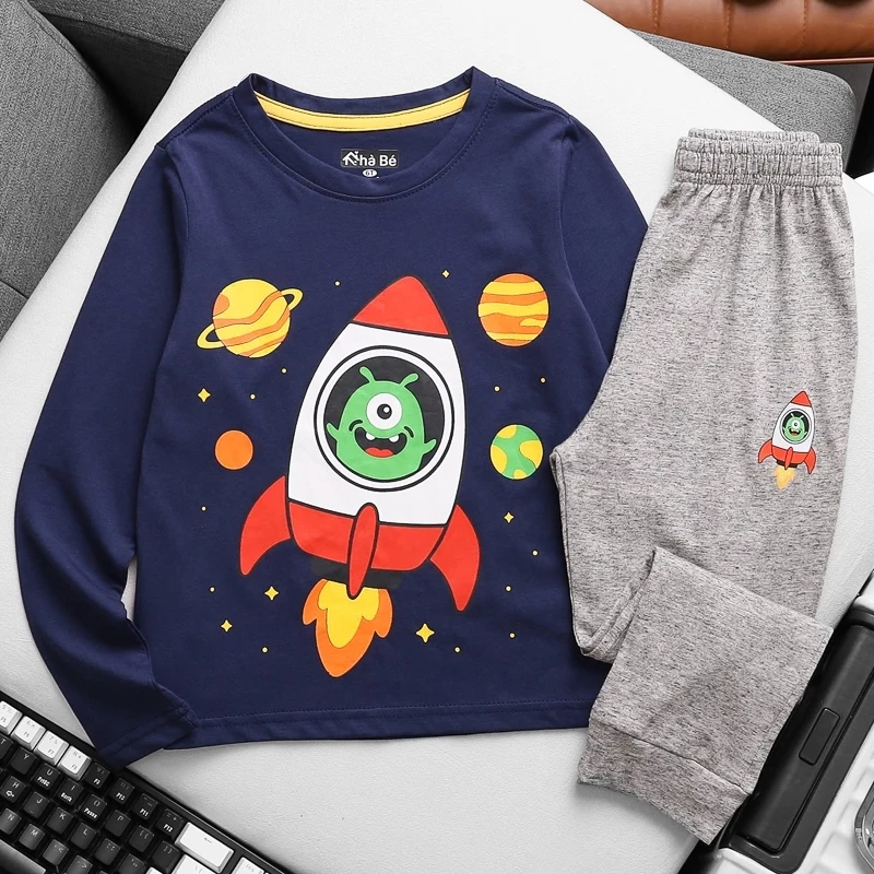 LẺ SIZE 8 đến 38kg Đồ bộ bé trai tay dài size đại thun cotton xuất VNXK 9T