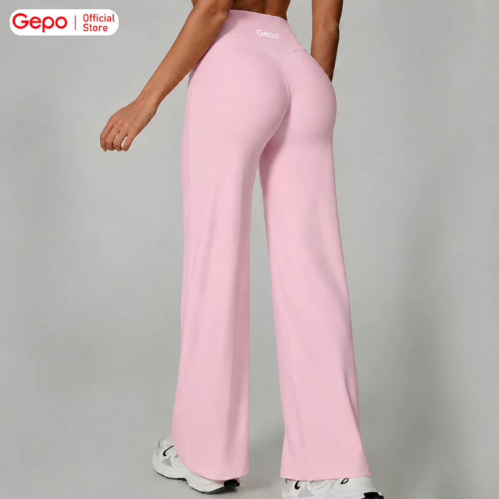 GEPO Quần Tập Nữ Cạp Cao Ống Rộng Suông Dài Ôm Hông Tôn Dáng Co Giãn Mềm Mịn Tập Gym Pilates GP136