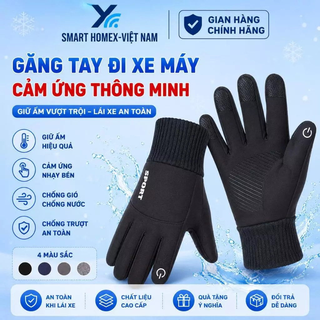 Găng Tay Lái Xe Mùa Đông Sport Giữ Ấm Và Bảo Vệ Đôi Tay Khi Đi Xe Máy Đi Phượt Cho Nam Nữ - Smarthomex-vn