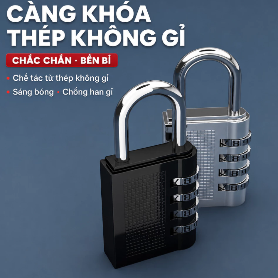 Khóa Số Mini Khóa Vali, Balo, Túi Xách Mật Khẩu 4 Số Ổ Khóa Du Lịch Nhỏ Gọn, Tiện Lợi, Chống Trộm MK02