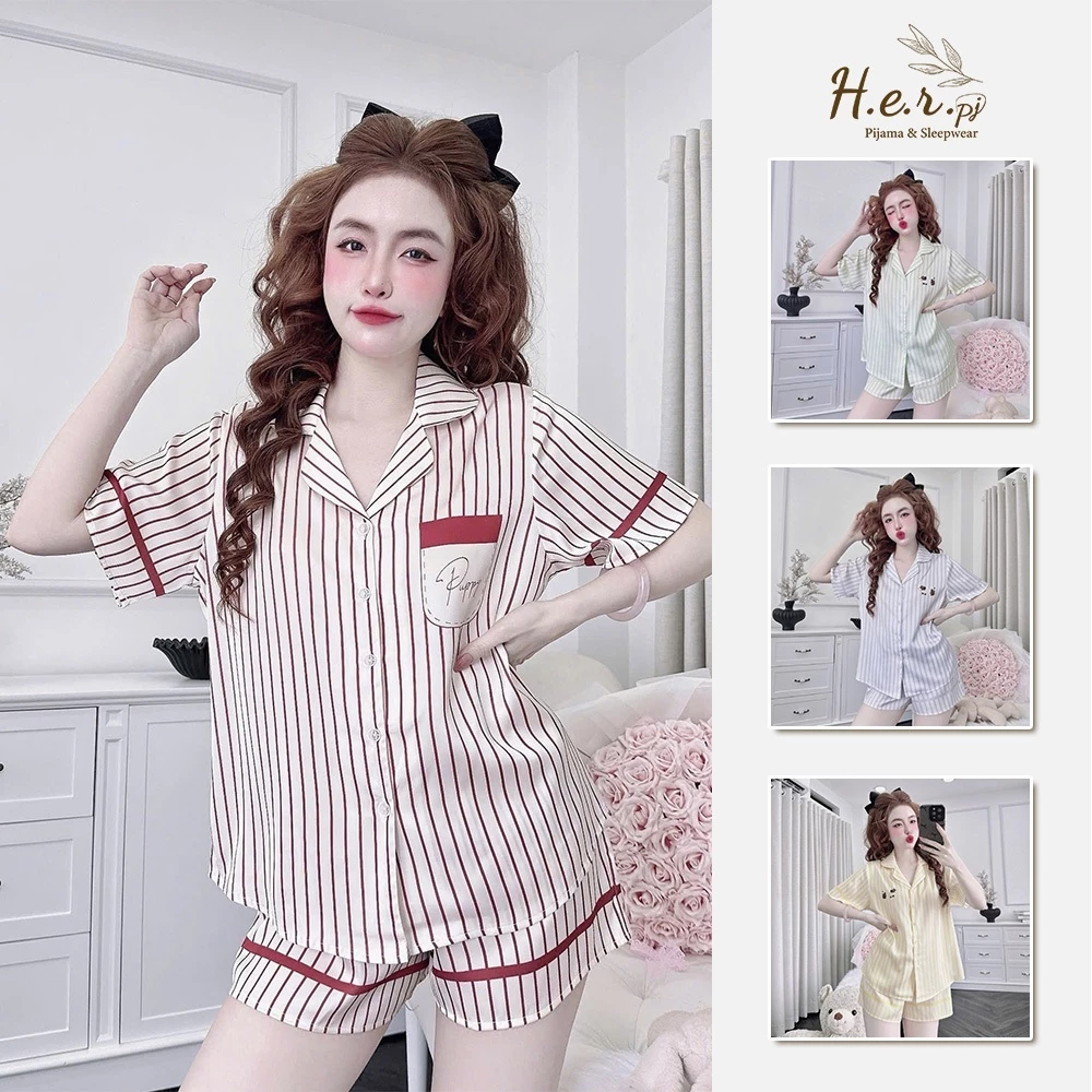 Đồ ngủ nữ mặc nhà HER Pijama lụa latin cao cấp tay ngắn quần đùi