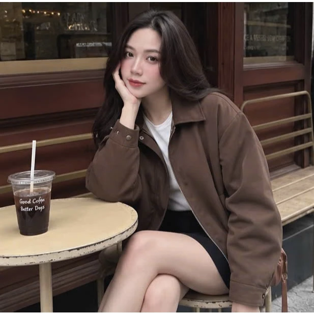 Áo Khoác Kaki Nữ Form Vừa Dáng Đẹp Phong Cách Hàn Quốc
