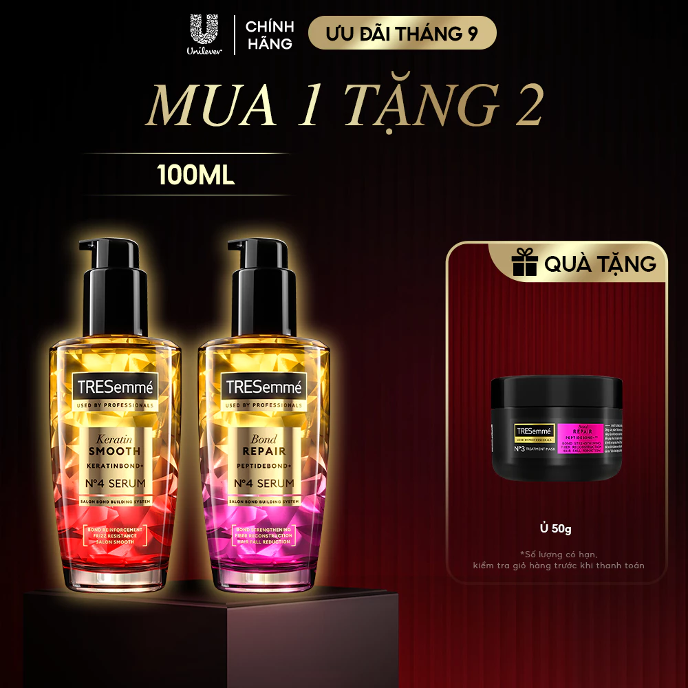 Serum TRESemmé Keratin Smooth / Bond Repair Cho Tóc Vào Nếp, Giảm Gãy Rụng 100ml