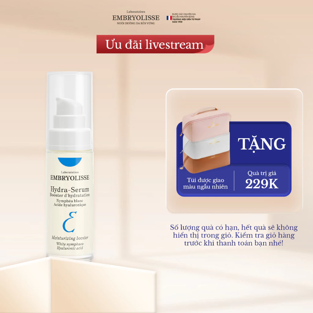 [Livestream x EMB] DATE: 2/2029 Serum Embryolisse Double HA cấp ẩm Hydra SERUM 30ml
