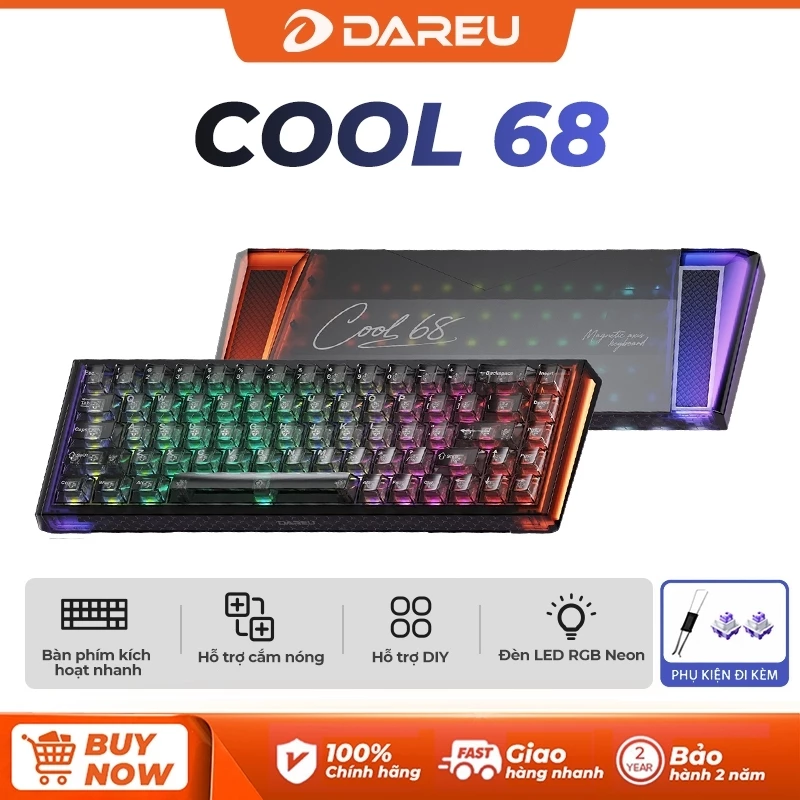 Bàn Phím Cơ Gaming DAREU COOL 68 Rapid Trigger - 8k Polling Rate - Độ Trễ Thấp - Dùng Chơi Game FPS