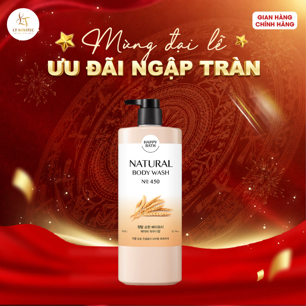 Sữa Tắm Happy Bath Lúa Mạch Dưỡng Trắng Cho Da Nhạy Cảm An Toàn Cho Cả Mẹ Bầu Và Em Bé Chai Lớn 900G