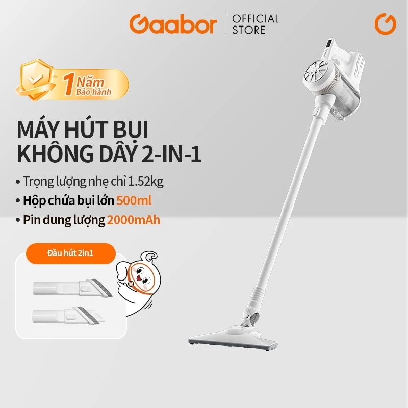 Máy hút bụi không dây Gaabor CW-12T01A 2in1 lực hút mạnh bộ lọc HEPA 3 lớp pin sạc gọn nhẹ lực hút mạnh