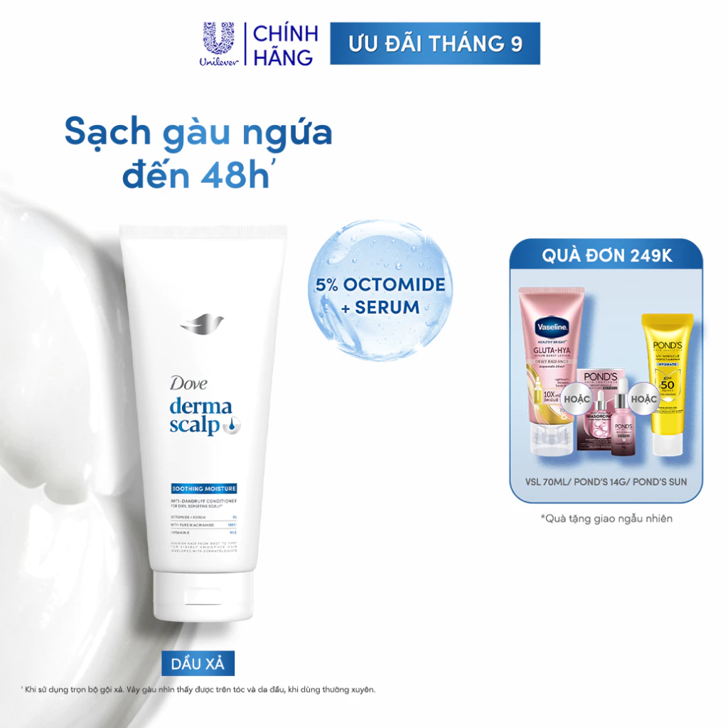 Kem Xả Sạch Gàu & Tóc Mềm Mượt Dove Derma Soothing Mới 300G'