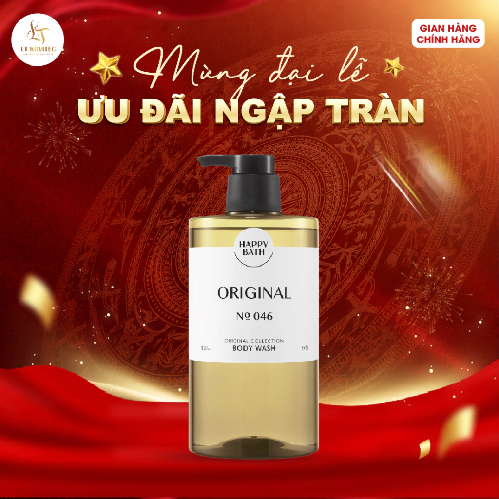 [No.046] Sữa Tăm Hương Trái Cây Happy Bath Original 910ML Cấp Ẩm Dịu Nhẹ Cho Da Khô Mùa Đông 910ML