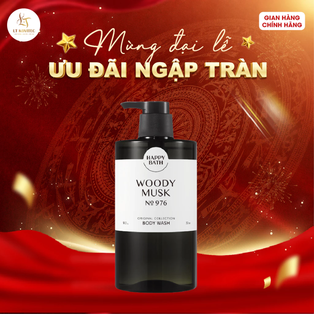 [No.976] Sữa Tắm Happy Bath Lưu Hương Lâu 910g, Hương Gỗ Ấm Áp Pha Xạ Hương Sang Trọng Quyến Rũ