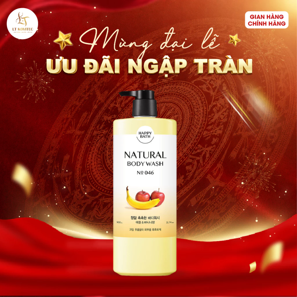 Sữa Tắm Happy Bath Natural  Sữa Tắm Dưỡng Trắng Cho Da Nhạy Cảm Hương Hoa Quả  An Toàn Cho Cả Mẹ Bầu Và Em Bé 900G