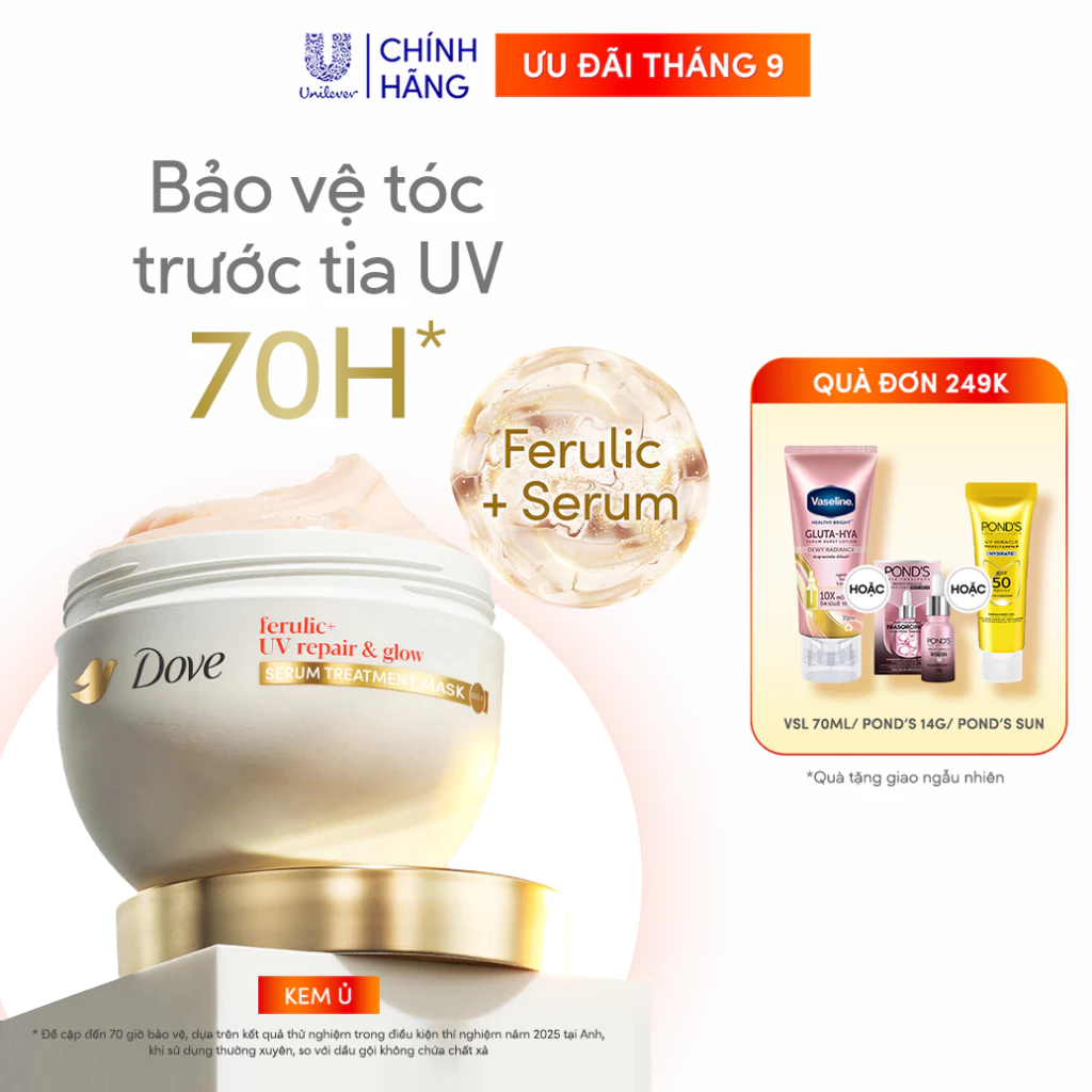 Kem ủ Bảo Vệ Tóc Trước Tia UV Dove Ferulic+ Repair & Glow 300ML