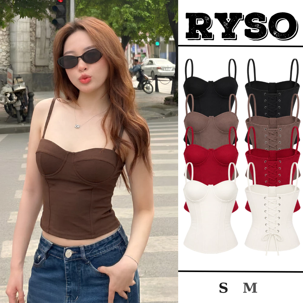 Áo Hai Dây Cúp Ngực Dáng Corset Phối Dây Cột Sau Ôm Dáng Sexy Quyến Rũ 2S07 RYSO STORE