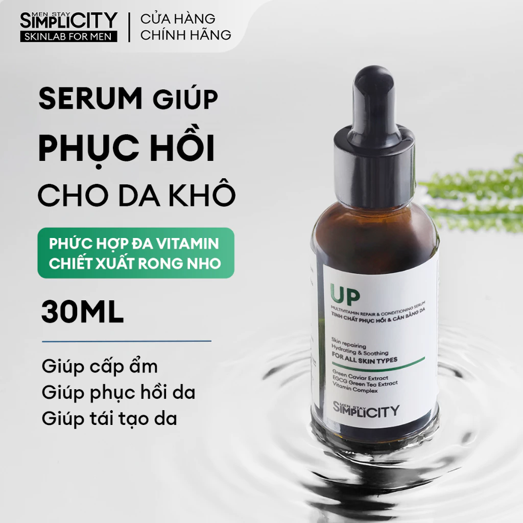 Serum UP phục hồi cân bằng da nam Men Stay Simplicity Multivitamin Repair & Conditioning 30ml