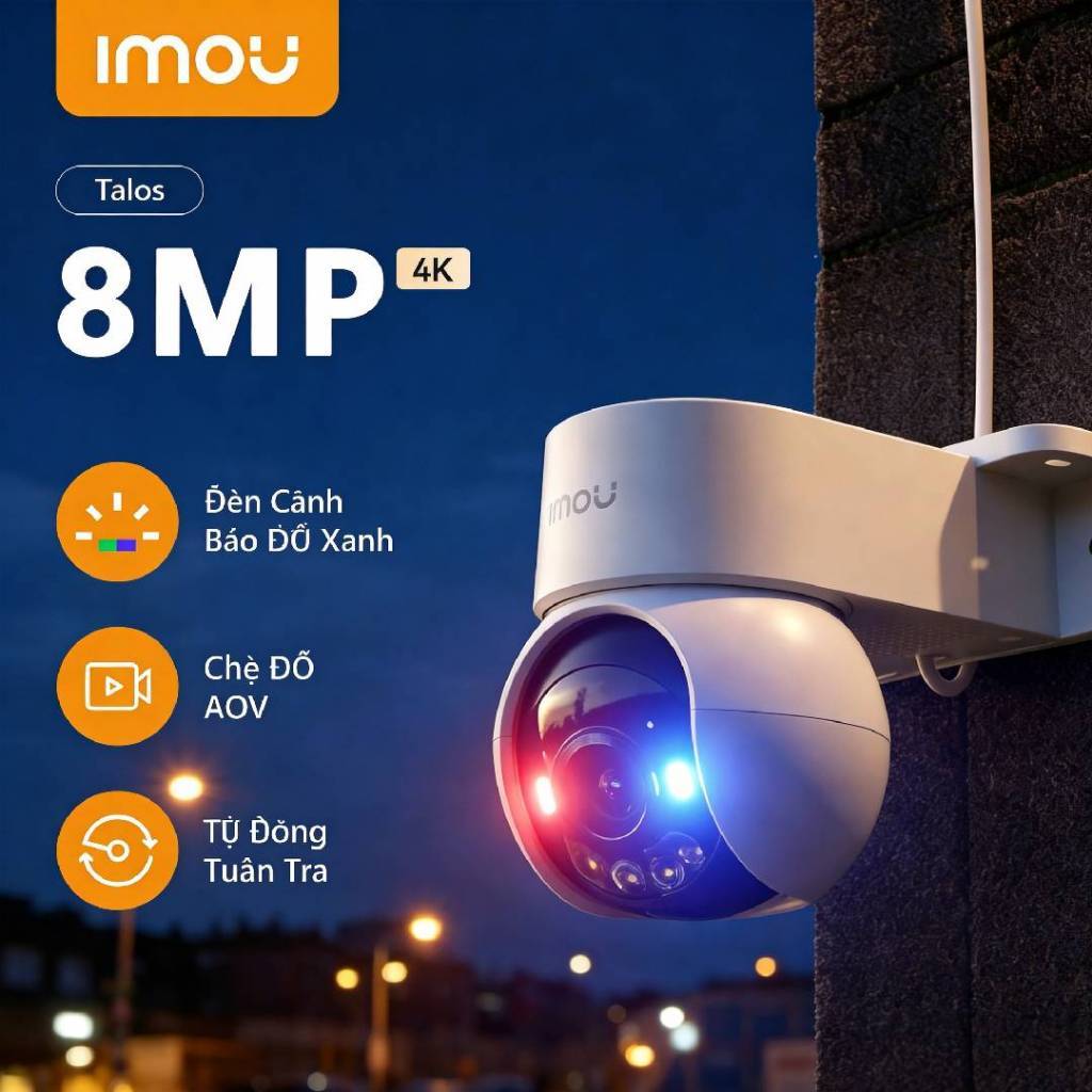 IMOU Camera Wifi Ngoài TrờI Talos 5MP 3K /8MP 4K Đèn cảnh báo đỏ-xanh AI SENSE…