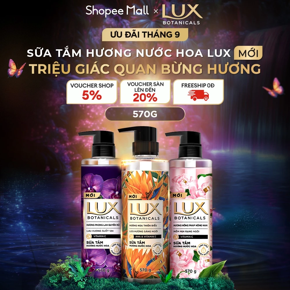 Sữa Tắm Lux Botanical Hương Nước Hoa Cao Cấp Sáng Mịn Rạng Ngời 570G (562ML)