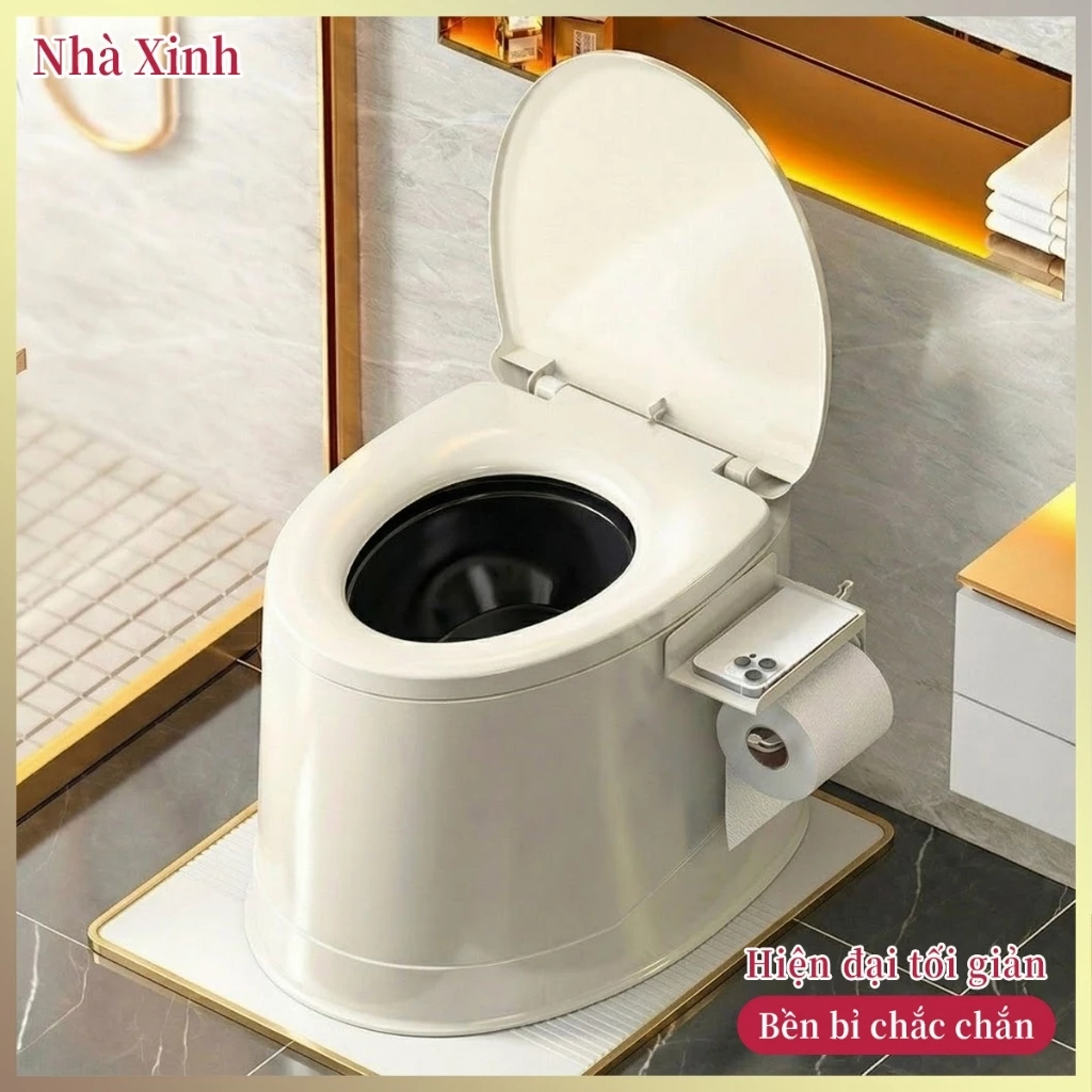 Bồn cầu di động tiện lợi | Chống mùi chống trượt & tặng thùng chứa bên trong cho người lớn, người bị thương