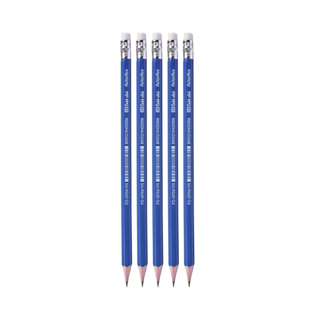 Combo 10 Bút chì gỗ 2B Flexoffice FO-GP06/VN thân lục giác, có gôm, dễ dàng bôi xóa, chì ra đều mịn