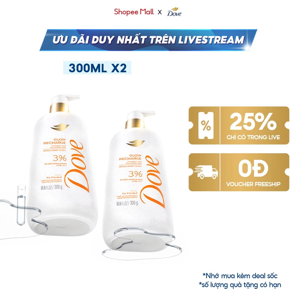 [LIVE] Combo 2 Sữa tắm Dove Serum Dưỡng Da Nâng Cao 300ml