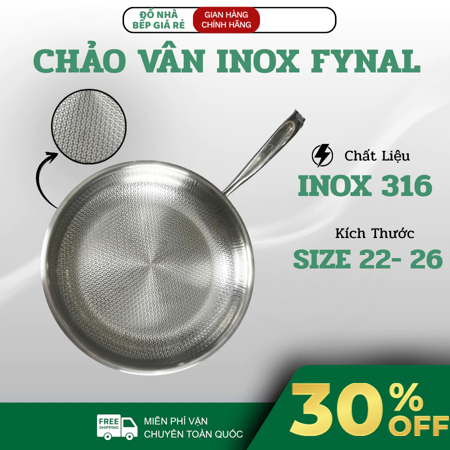 Chảo Vân Inox Fynal 2 Size 22 26cm Bề Mặt Vân Lồi Hạn Chế Bám Dính, Truyền Nhiệt Tốt Giúp Nấu Ăn Dễ Dàng - Haatz Online