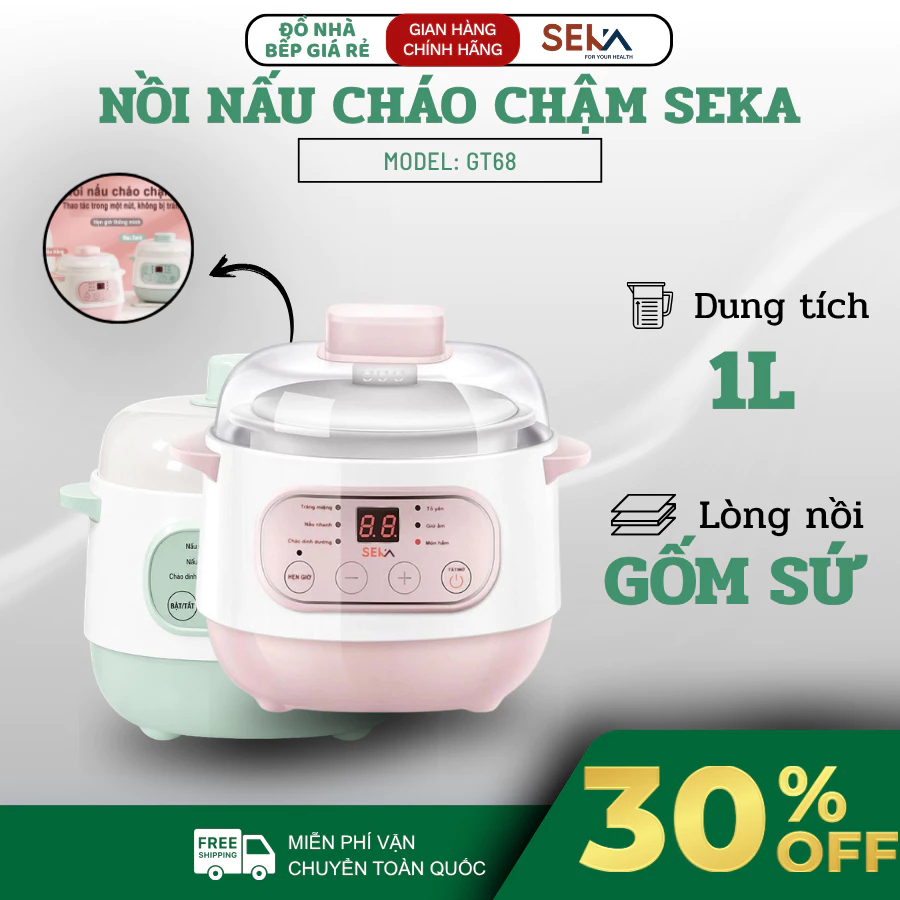 Nồi nấu cháo chậm Seka Cho bé ăn Dặm, nồi chưng yến hấp cách thuỷ cao cấp - Đồ nhà bếp giá rẻ