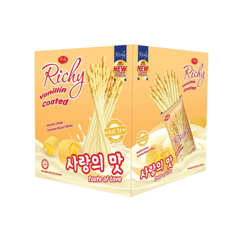 [QUÀ TẶNG KHÔNG BÁN] Bánh Que Wismo Richy Hộp 400g - Tặng vị ngẫu nhiên Vani, Socola & Dâu