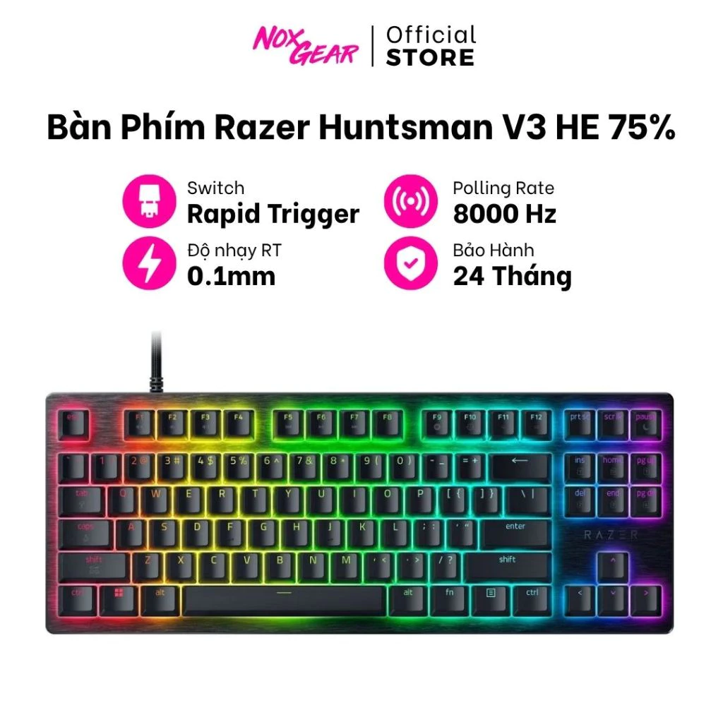 Bàn Phím Gaming Razer Huntsman V3 HE Magnetic Tenkeyless 8KHz | Rapid Trigger | BH 2 Năm