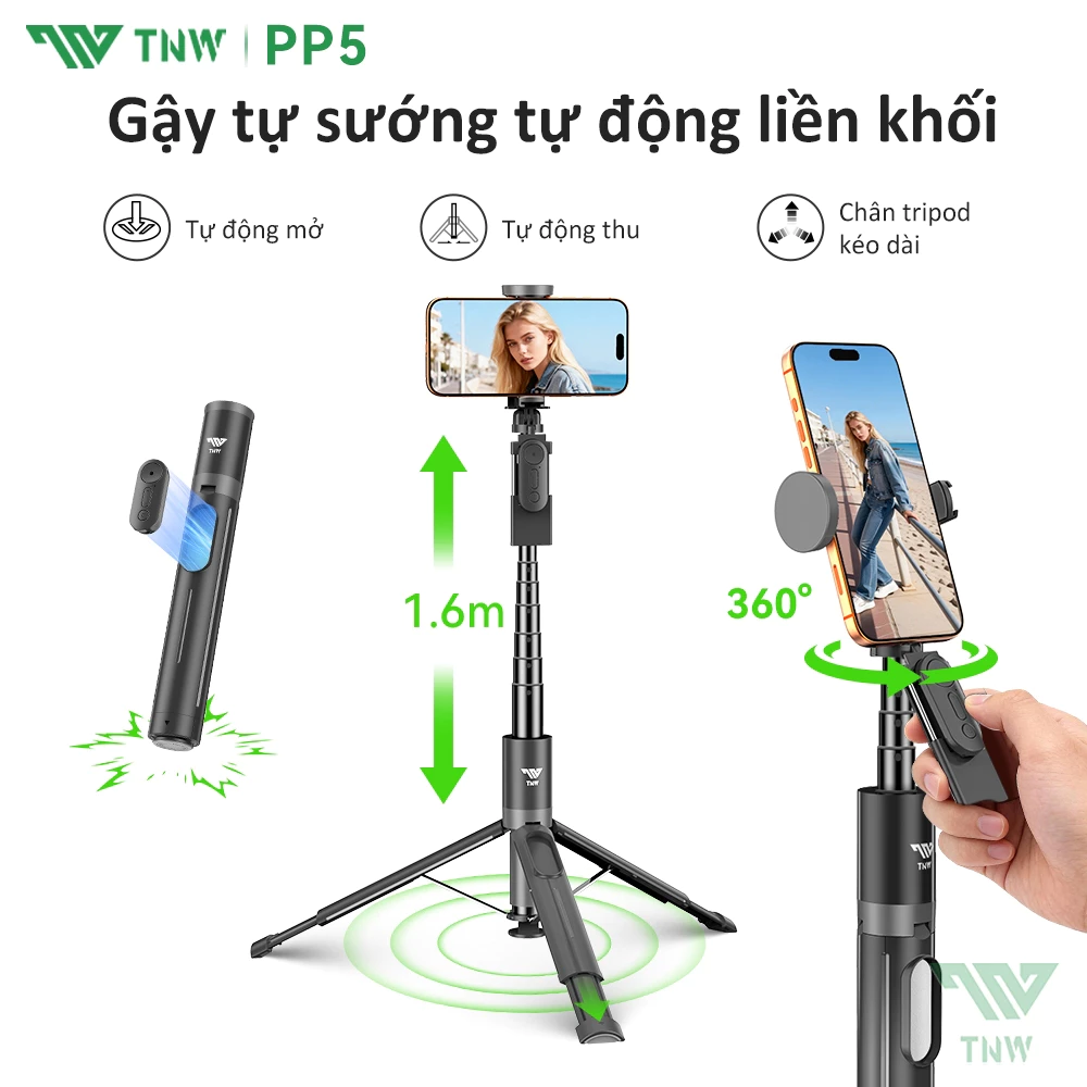 TNW Gậy chụp ảnh 1m8 Gậy selfie zoom chụp ảnh Selfie Tripod Stick Gậy chụp ảnh Bluetooth