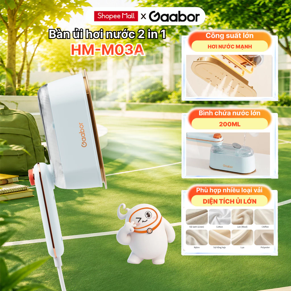 Bàn ủi hơi nước cầm tay Gaabor HM-M03A 2in1 thích hợp cho mọi loại vải dung tích lớn