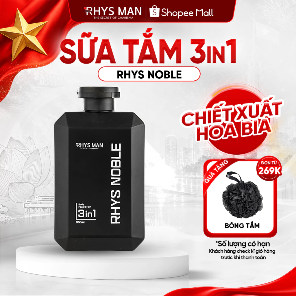 Sữa tắm gội nam 3in1 Rhys Man hương nước hoa Rhys Noble 350ml