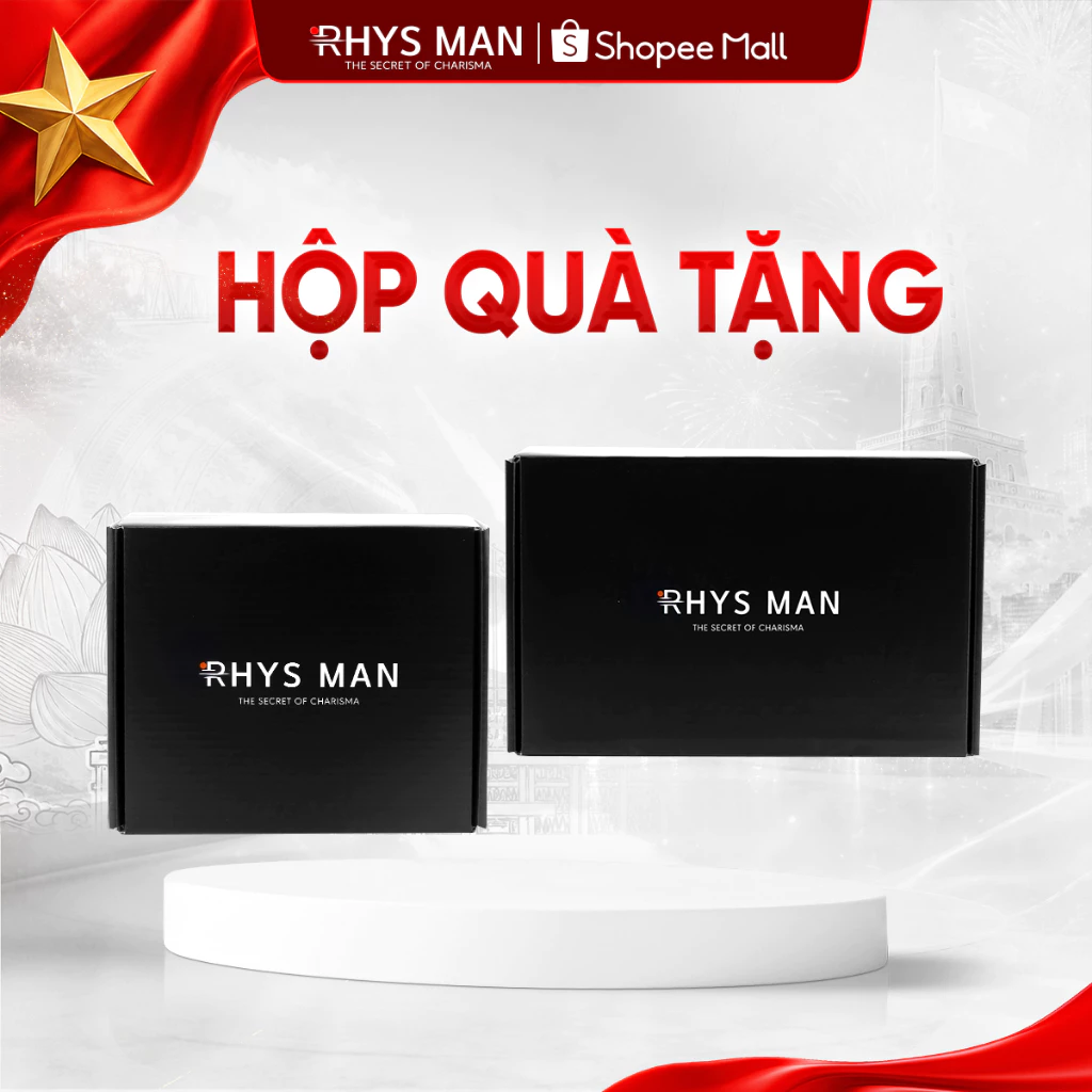 Hộp Quà Tặng RHYS MAN Đựng Quà Sinh Nhật Màu Đen Sang Trọng