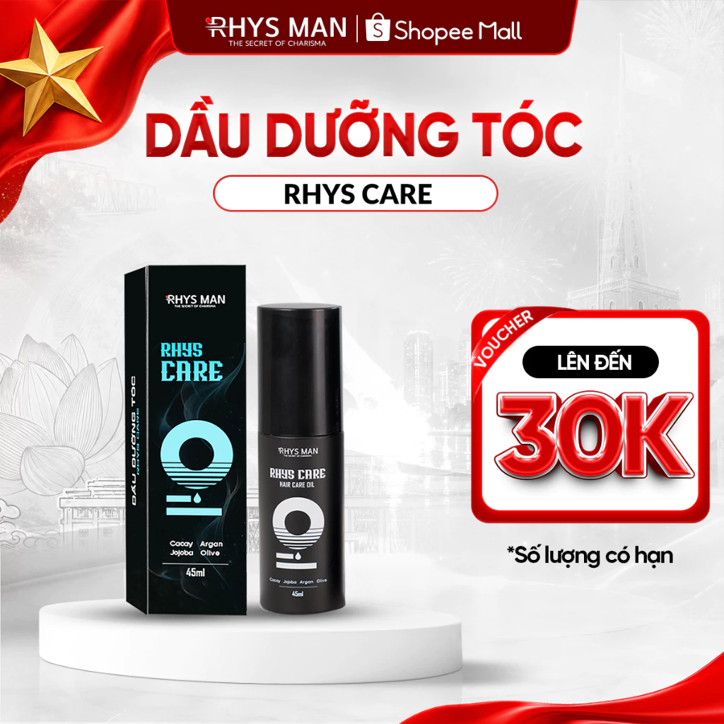 Dầu dưỡng tóc hương nước hoa Rhys Man giảm khô xơ, giúp tóc bóng mượt, chắc khoẻ Rhys Care 45ml