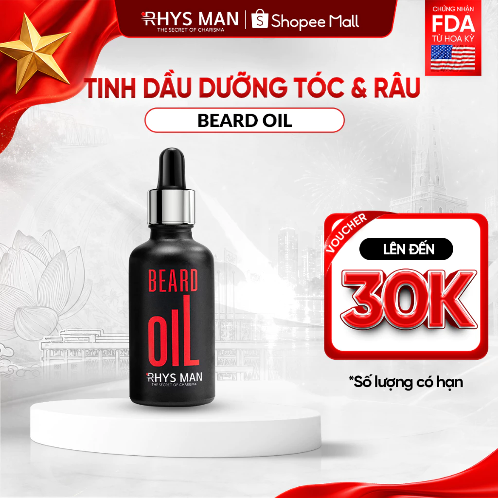 Tinh dầu dưỡng tóc và râu dành cho nam giới Rhys Man Bread Oil 50ml