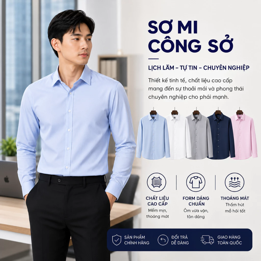 Áo Sơ Mi Tay Dài Nam Hàn Quốc MISFIT - Áo Sơ Mi Nam Trơn Form Rộng Co Giãn Mềm Mát Đi Học Đi Làm