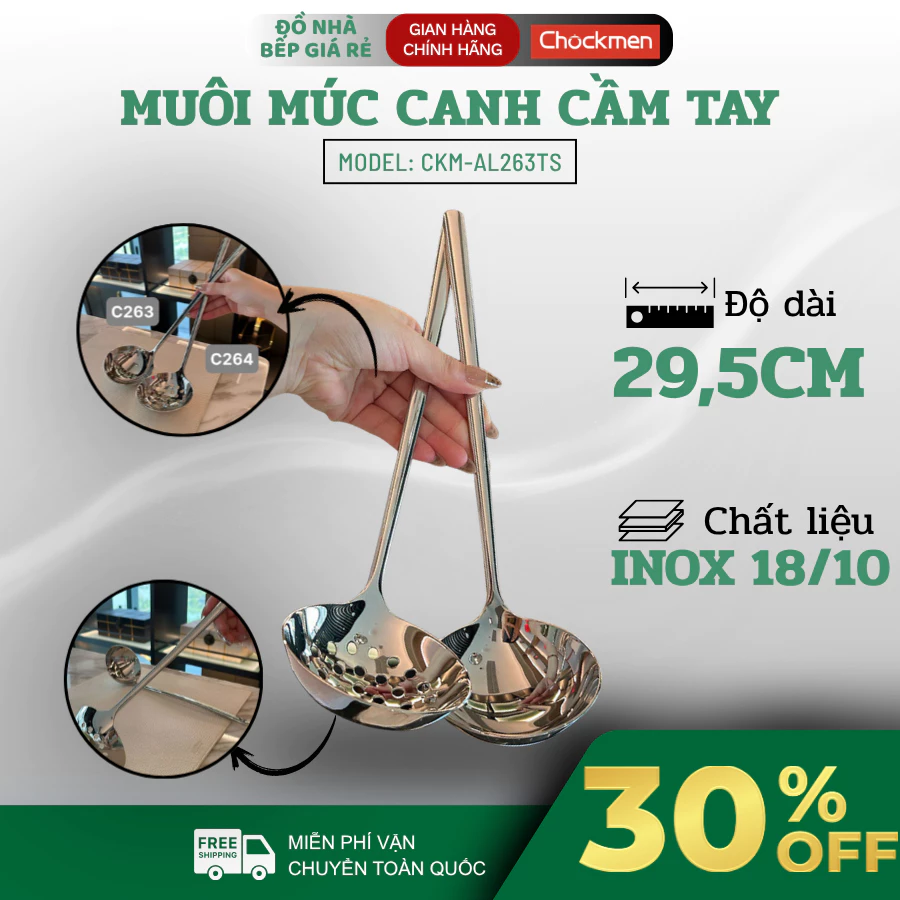 Muôi Múc Canh Chockmen Chất Liệu Inox 18/10 Cao Cấp, Bền Bỉ Sáng Bóng Tiện Dụng - Haatz Online