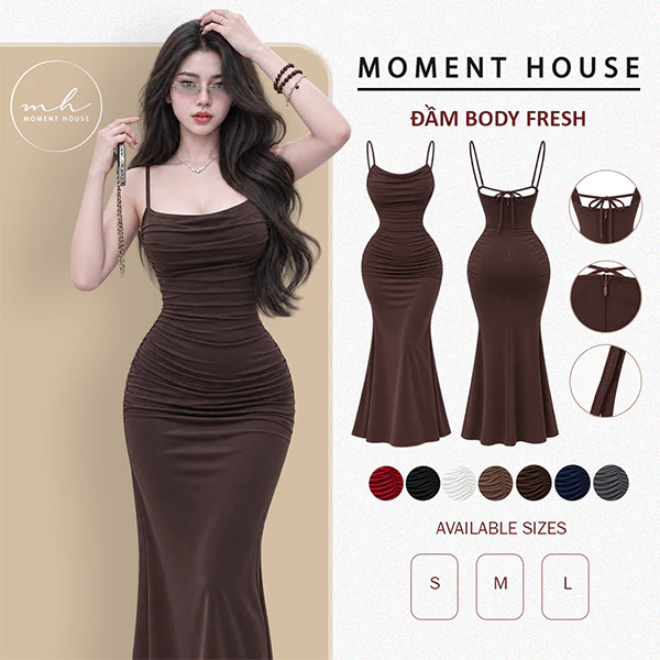 ĐẦM BODY 2S THUN XỊN - Dây váy tự do cột được nhiều kiểu, hàng may 2 lớp, form lên siêu hack dáng, size SML ( BODY FRESH