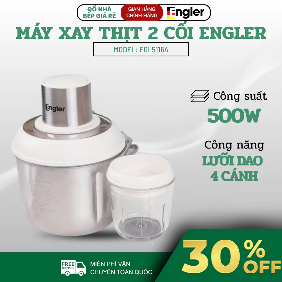Máy Xay Thịt 2 Cối Engler ELG5116A Công Suất 500W Dung Tích 0.6L Và 2L, Xay Nhanh Đa Năng Hiệu Quả - Haatz Online