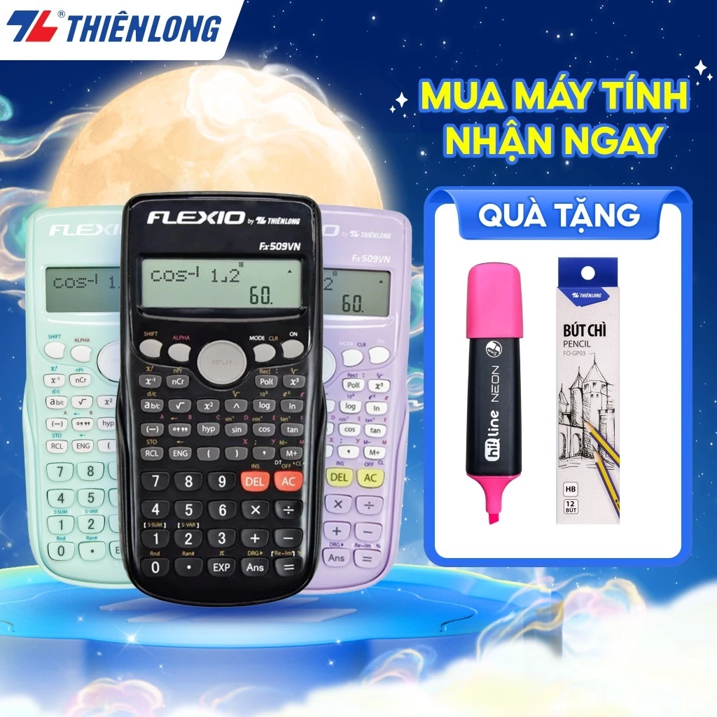 Máy tính khoa học Thiên Long Flexio Fx509VN - Dành cho học sinh có hơn 240 tính năng đạt chuẩn mang vào phòng thi