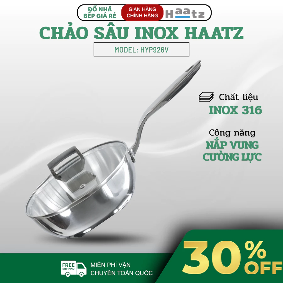 Chảo Sâu Lòng Inox Haatz Chất Liệu Inox Cao Cấp Chắc Chắn, Dễ Dàng Vệ Sinh Dùng Bền Lâu Dài - Haatz Online