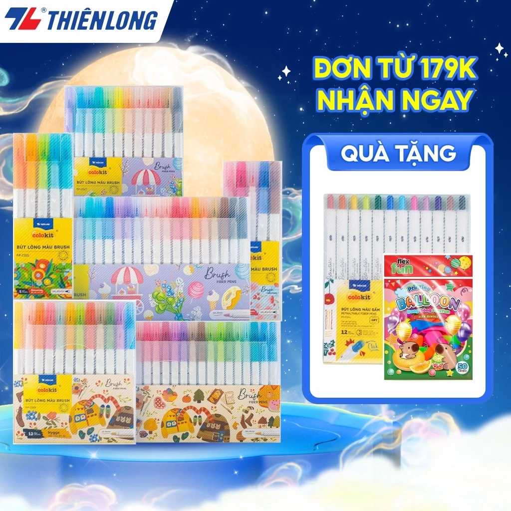 Bút lông màu Fiber Pen Thiên Long Colokit 5/12/24 màu Morandi đầu Brush - viết màu lông an toàn tiêu chuẩn Châu Âu