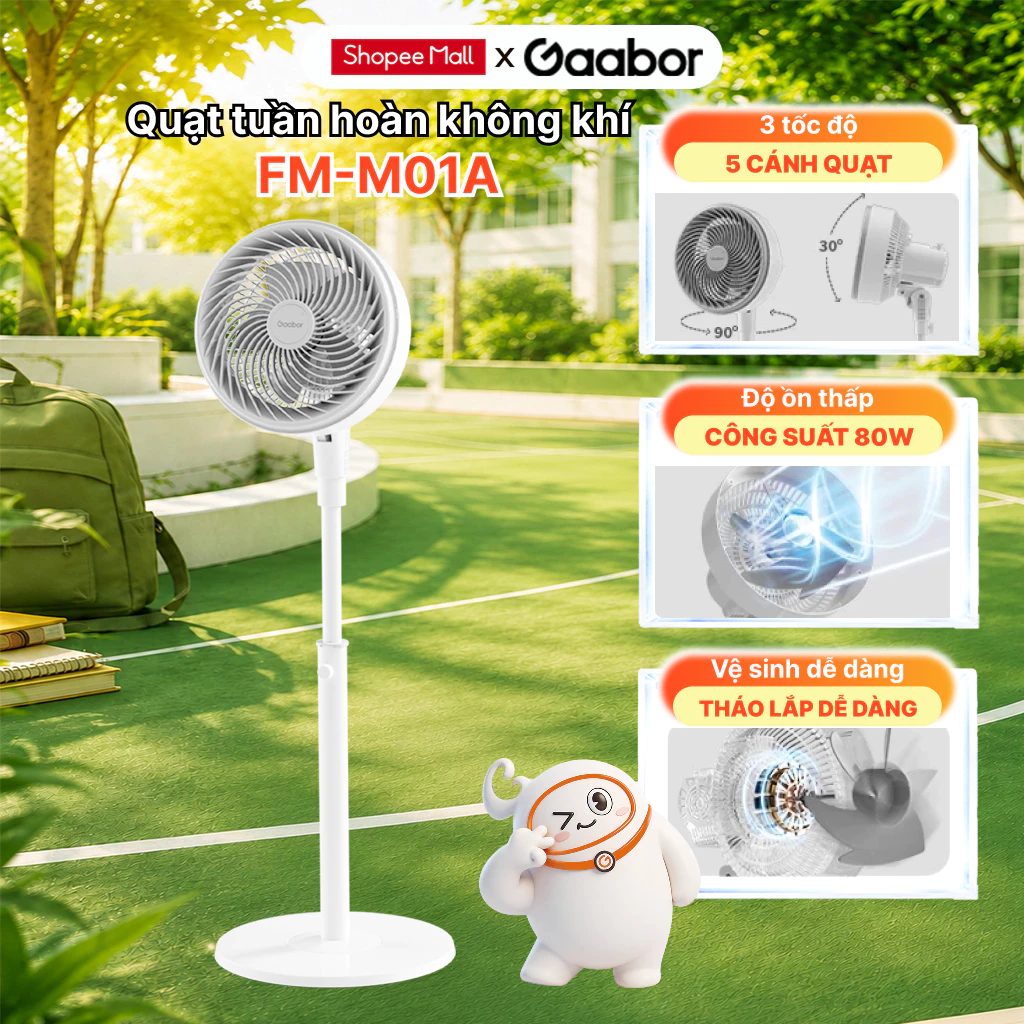 Quạt tuần hoàn không khí Gaabor FM-M01A luồng gió 3D luồng gió mạnh công suất 80W