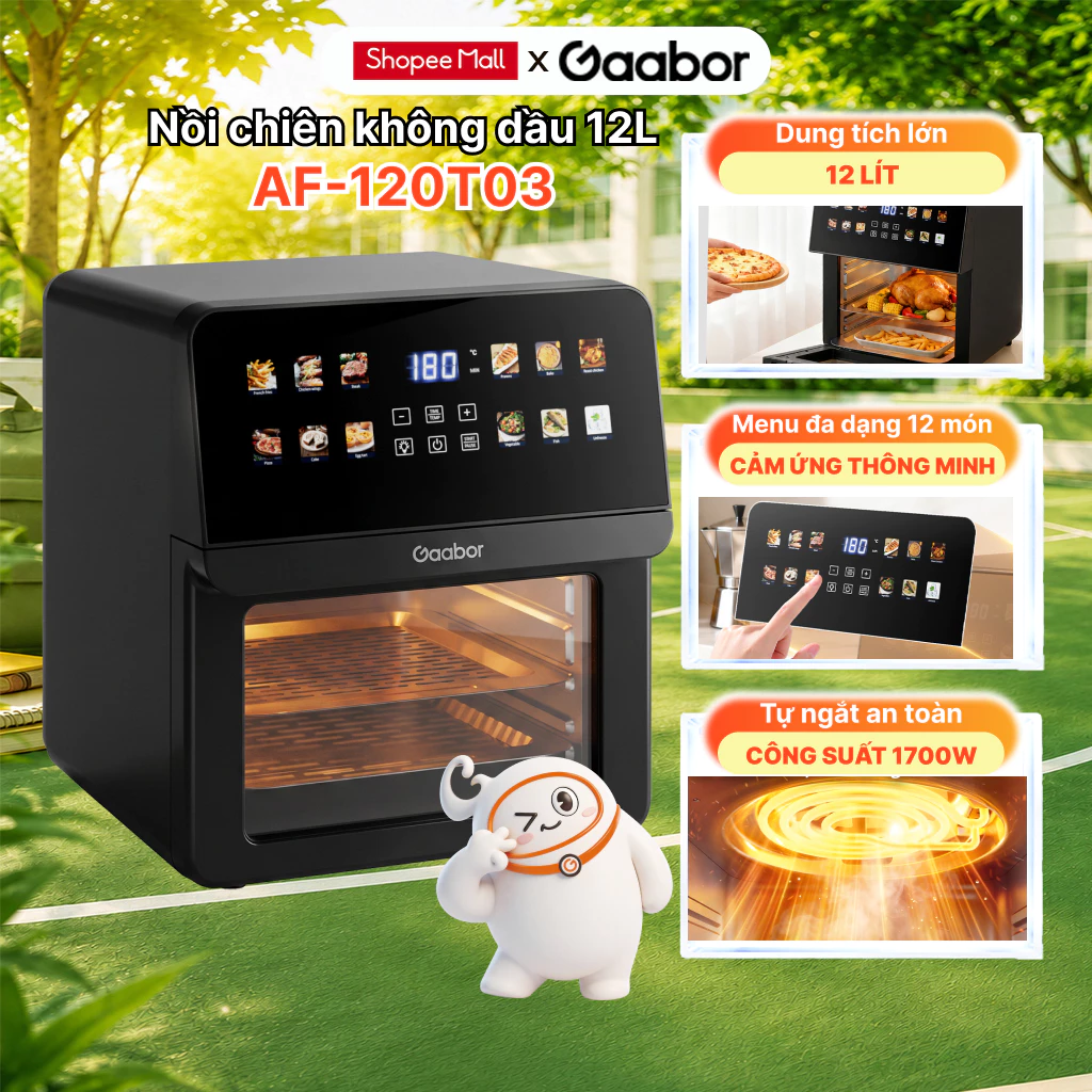 Nồi chiên không dầu cảm ứng 12L AF-120T03 công suất 1700W cửa kính quan sát