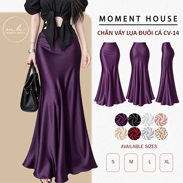 CHÂN VÁY LỤA dáng đuôi cá dài,  chất lụa mịn mướt , hàng 1 lớp dày dặn ( CV-14 ) WOMEN SKIRT