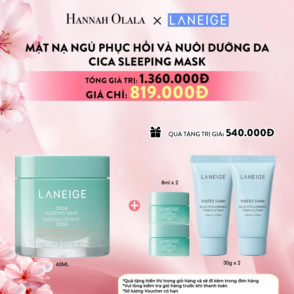[LANEIGE x HANNAH] Mặt nạ ngủ phục hồi và nuôi dưỡng da LANEIGE Cica Sleeping Mask 60ML