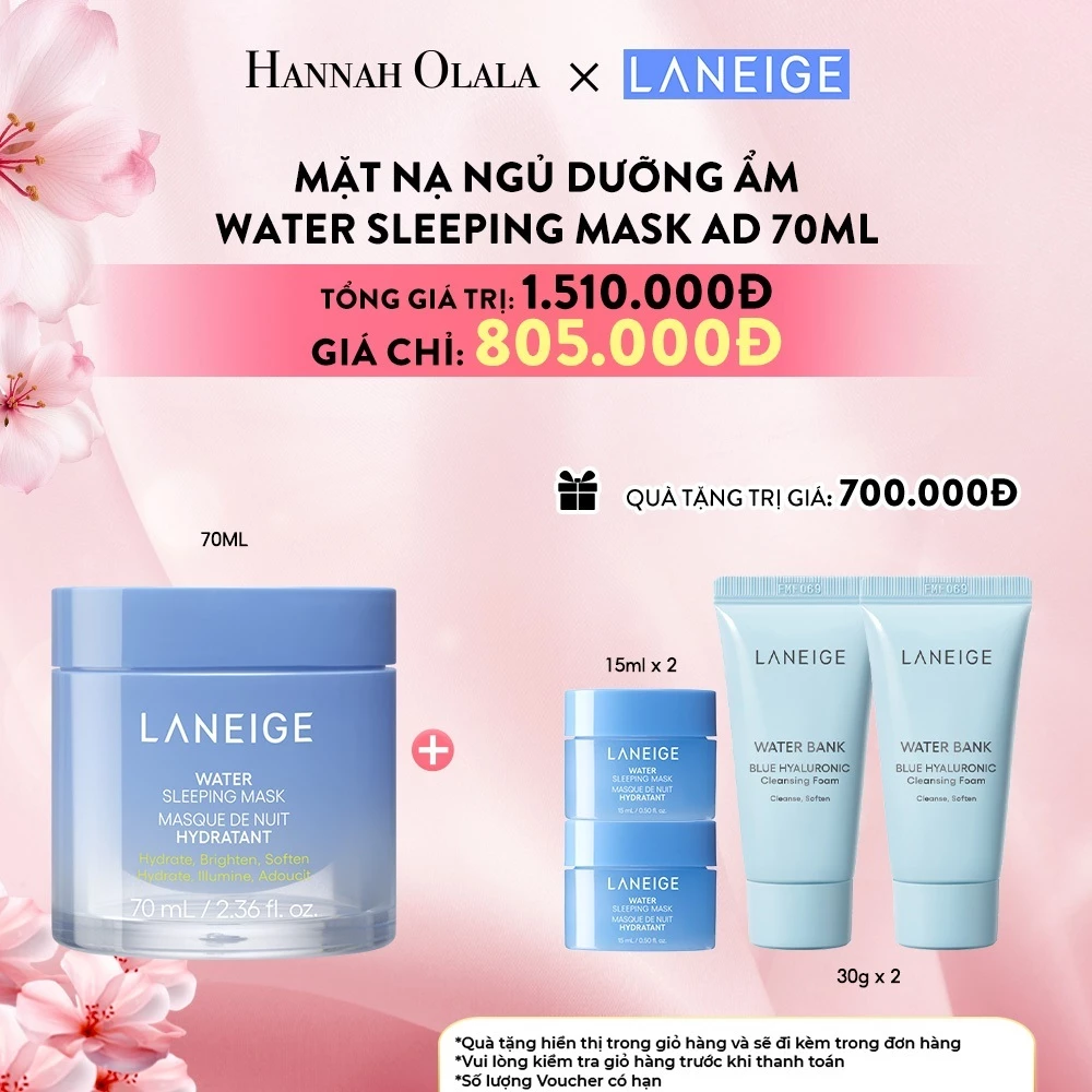 [LANEIGE x HANNAH] [PHIÊN BẢN CẢI TIẾN] Mặt nạ ngủ dưỡng ẩm tăng cường khả năng tự vệ của da Water Sleeping Mask EX 70ml