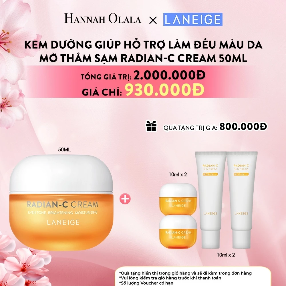 [LANEIGE X HANNAH] Kem dưỡng trắng da làm mờ đốm nâu Laneige RadianC Cream 50ML