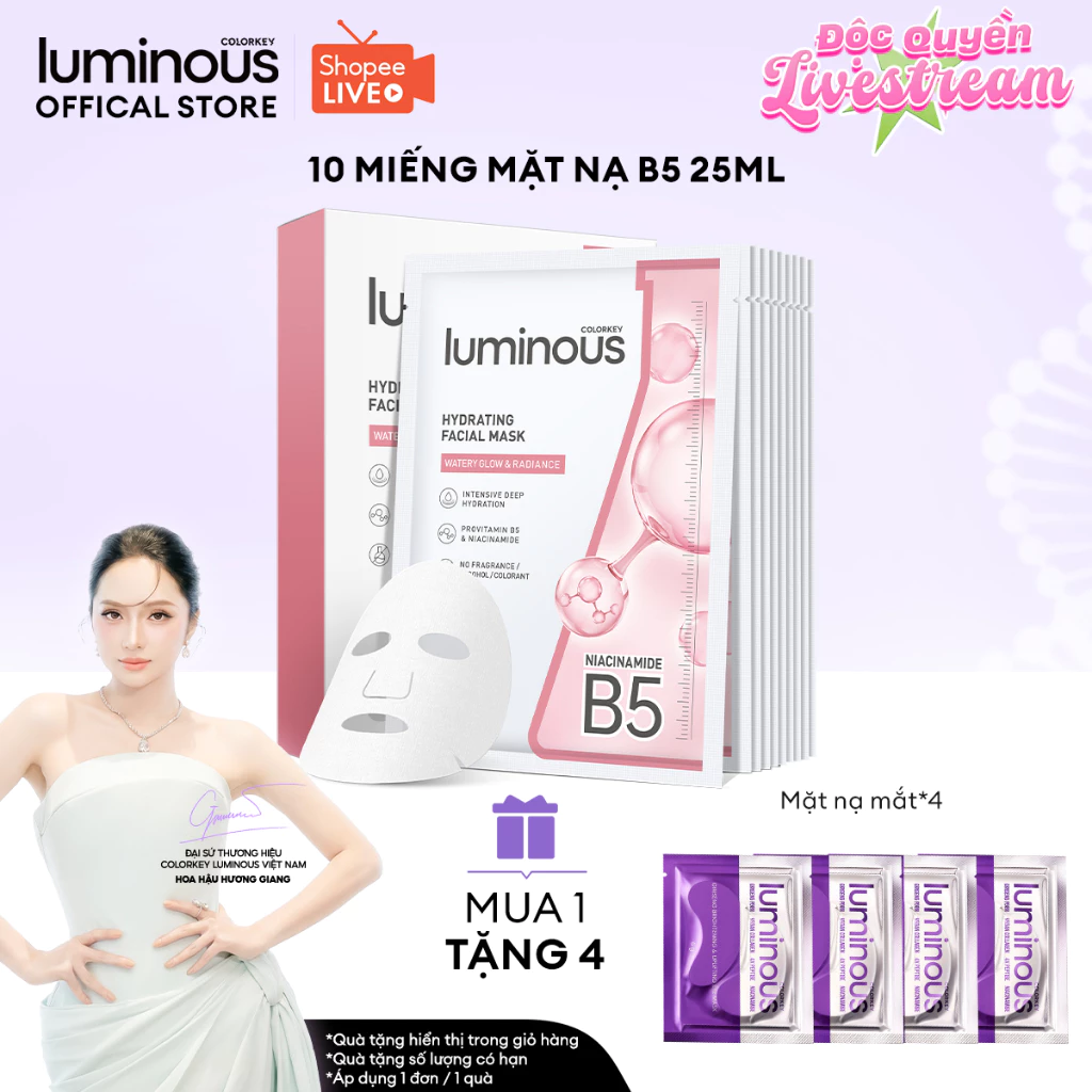 [KOL] Hộp Mặt Nạ Vải Tencel Vitamin B5 Colorkey Luminous Hỗ Trợ Cấp Ẩm PHIÊN BẢN NÂNG CẤP MỚI 10 miếng/hộp